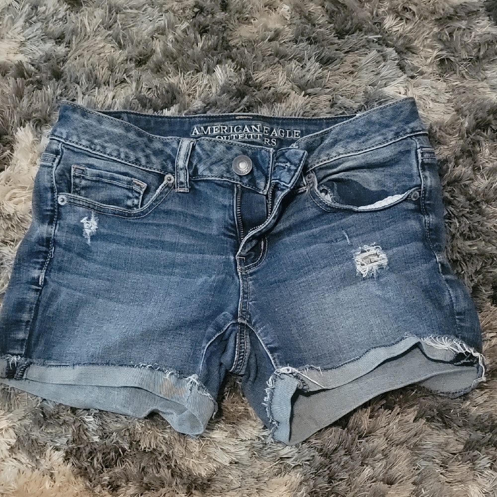 American Eagle Outfitters Blue Jean Shorts Distressed Style